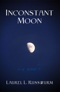 A gibbous moon against a dark blue sky forms the central image on the Inconstant Moon front Cover Art