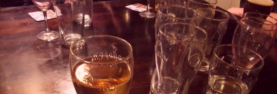 Beer Glasses spread across the table