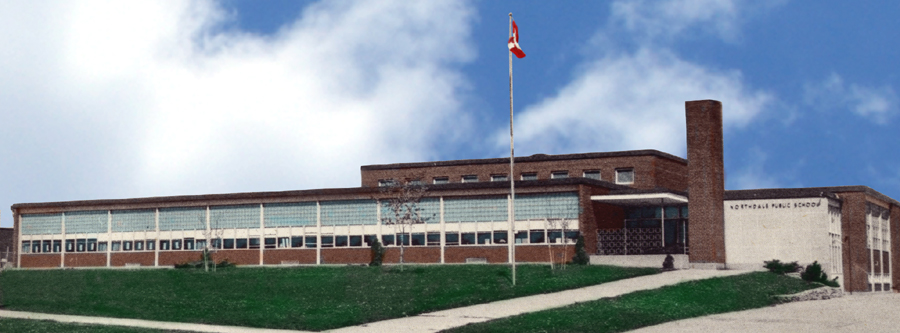 colorized vintage photograph of Northdale Public School